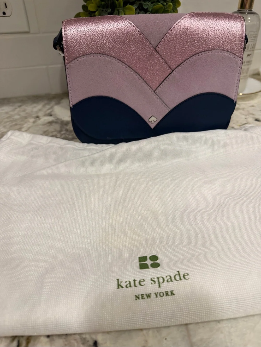 kate spade Pink and Navy Colorblock Crossbody